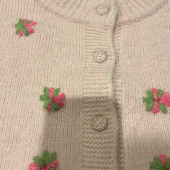 Vici Soft Pink Blush Meadow Floral Embroidered Cardigan Knit Sweater New - Picture 9 of 15
